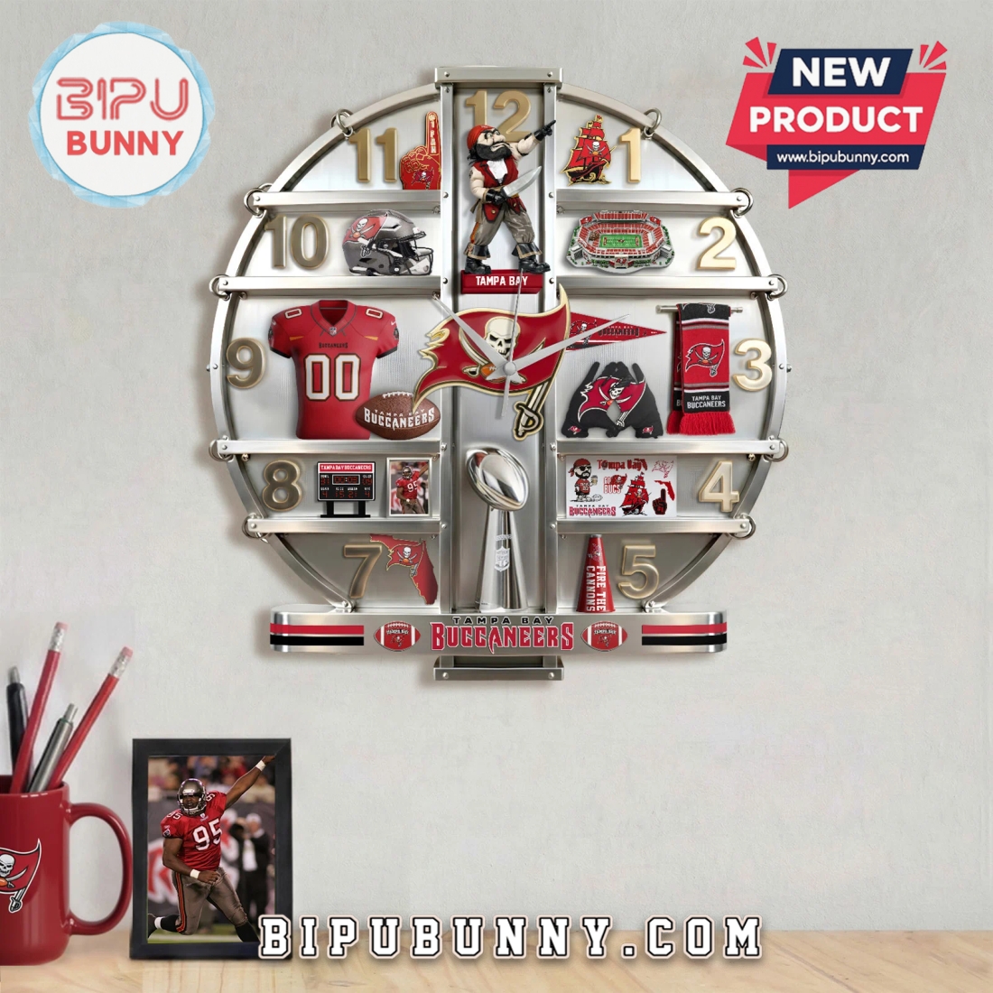 Tampa Bay Buccaneers 3D Visual Effect Home Decor Wall Clock Tampa Bay Buccaneers 3D Visual Effect Home Decor Wall Clock