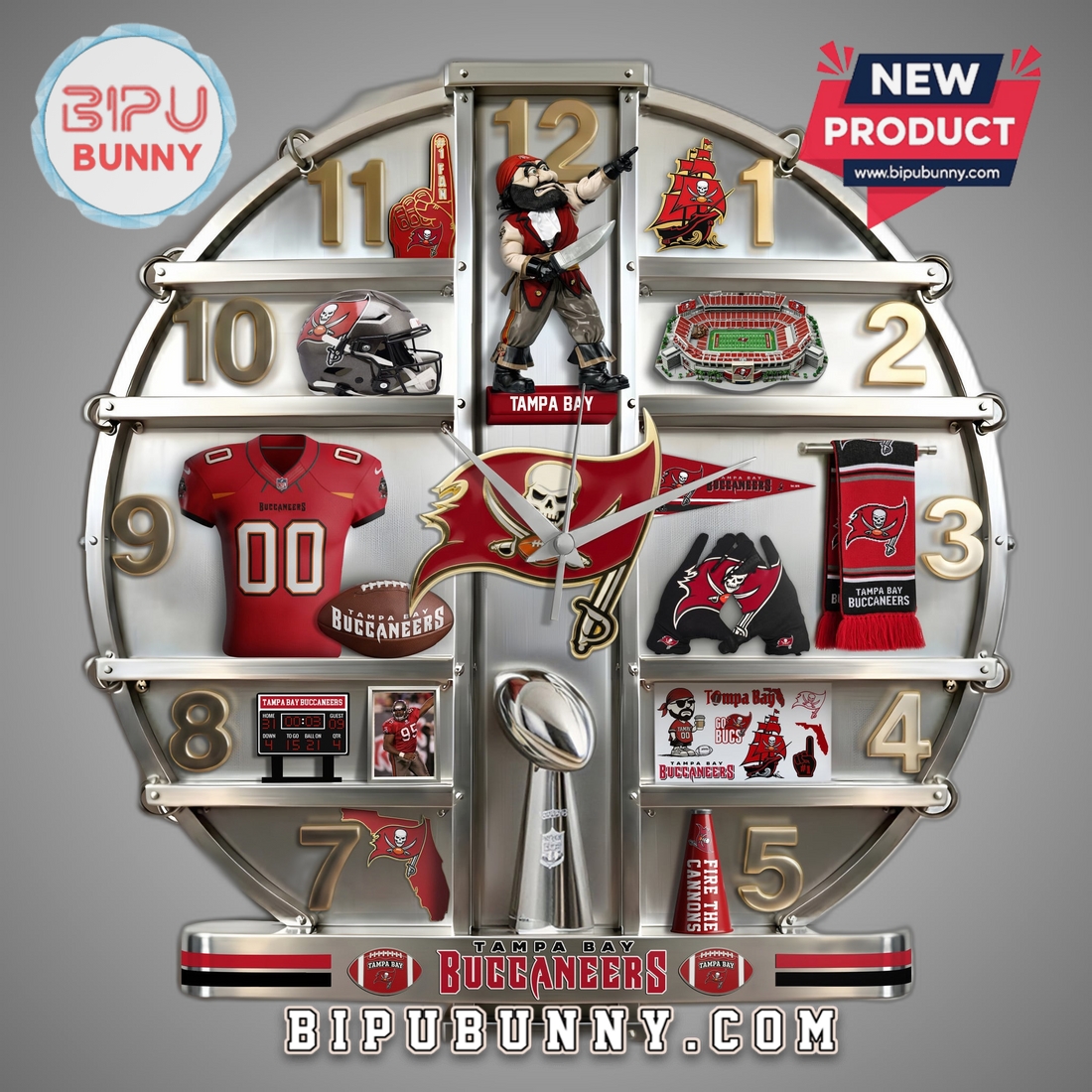 Tampa Bay Buccaneers 3D Visual Effect Home Decor Wall Clock Tampa Bay Buccaneers 3D Visual Effect Home Decor Wall Clock