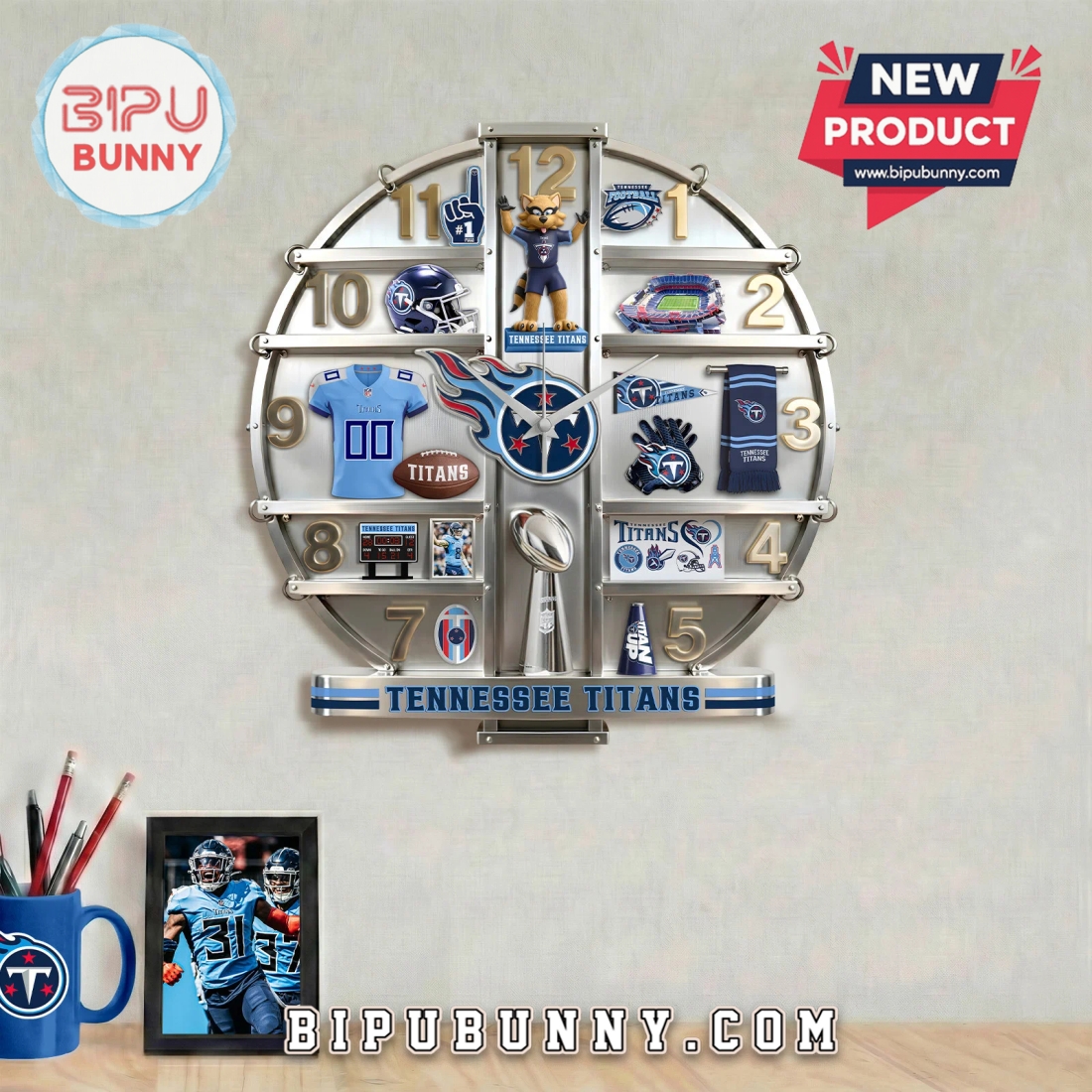 Tennessee Titans 3D Visual Effect Home Decor Wall Clock Tennessee Titans 3D Visual Effect Home Decor Wall Clock