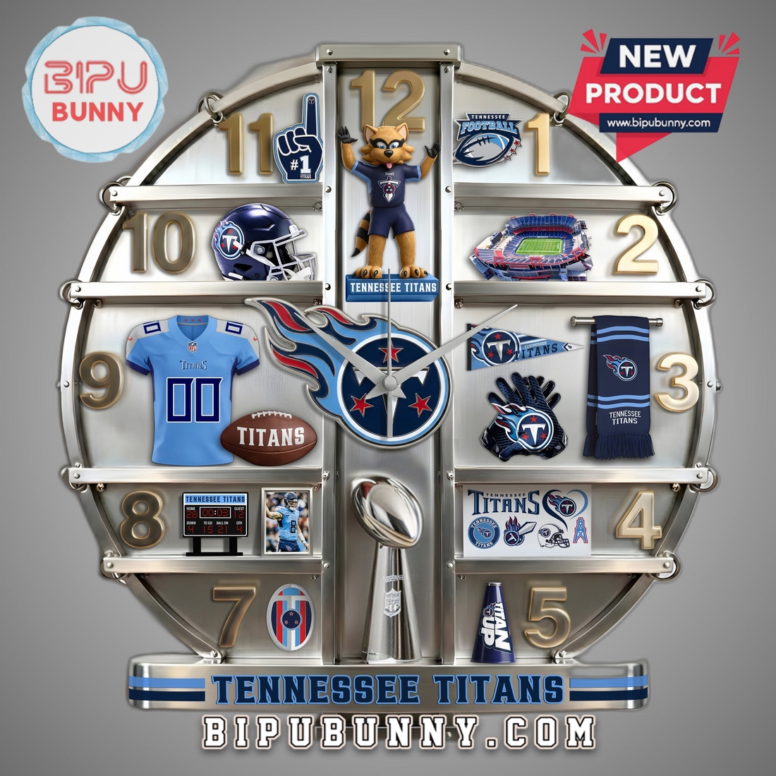 Tennessee Titans 3D Visual Effect Home Decor Wall Clock Tennessee Titans 3D Visual Effect Home Decor Wall Clock