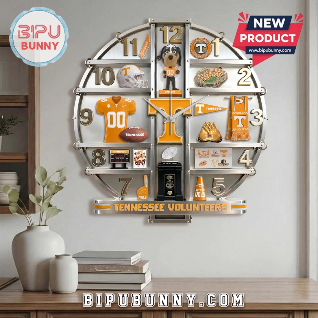 Tennessee Volunteers 3D Effect Decorative Wall Clock Tennessee Volunteers 3D Effect Decorative Wall Clock