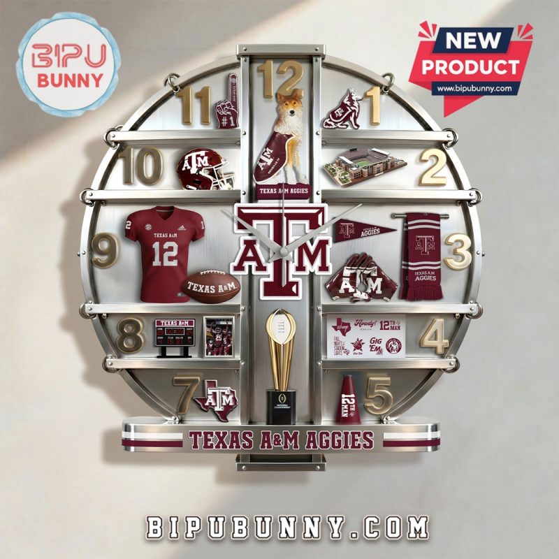 Texas A&M Aggies 3D Visual Effect Decorative Wall Clock Texas A&M Aggies 3D Visual Effect Decorative Wall Clock