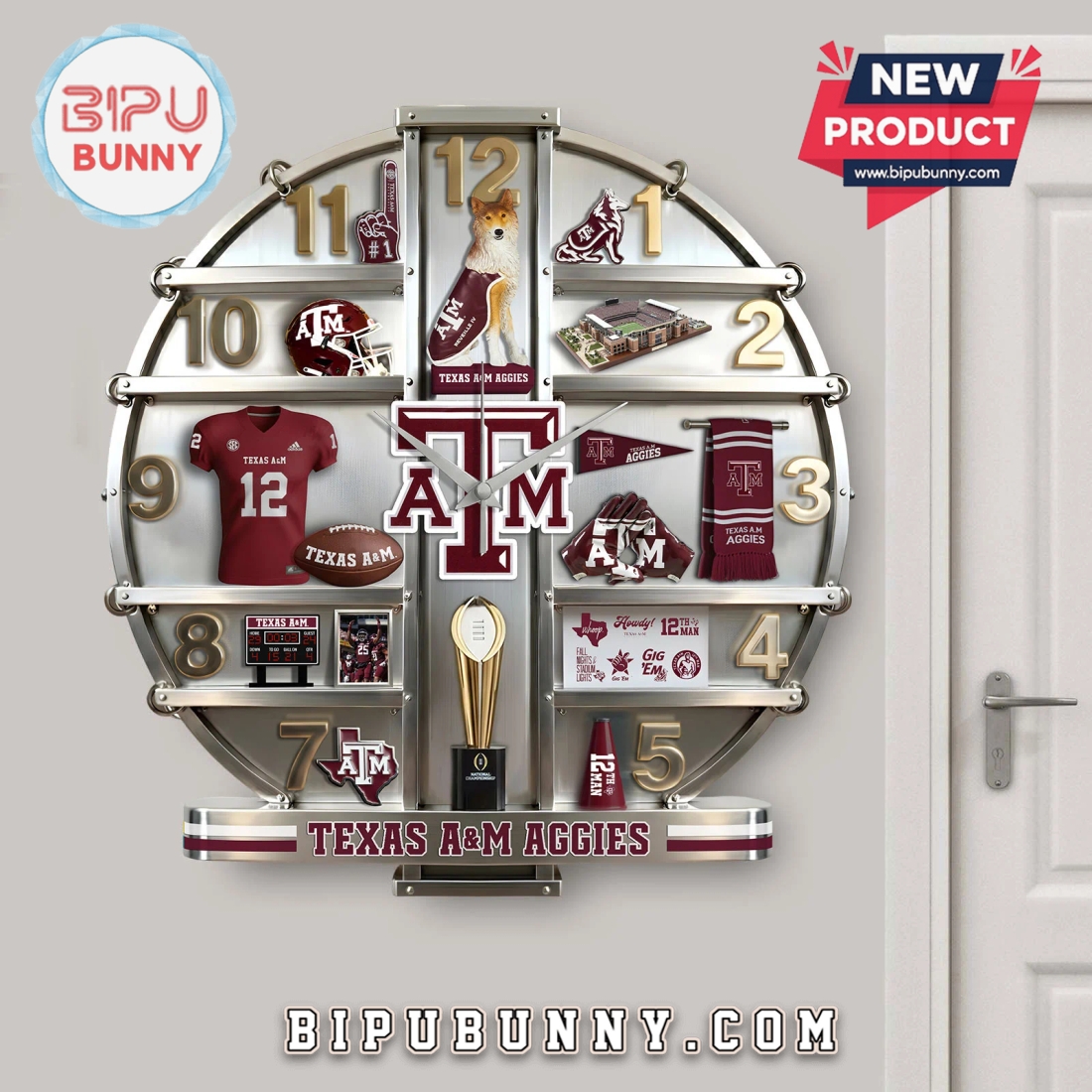 Texas A&M Aggies 3D Visual Effect Decorative Wall Clock Texas A&M Aggies 3D Visual Effect Decorative Wall Clock