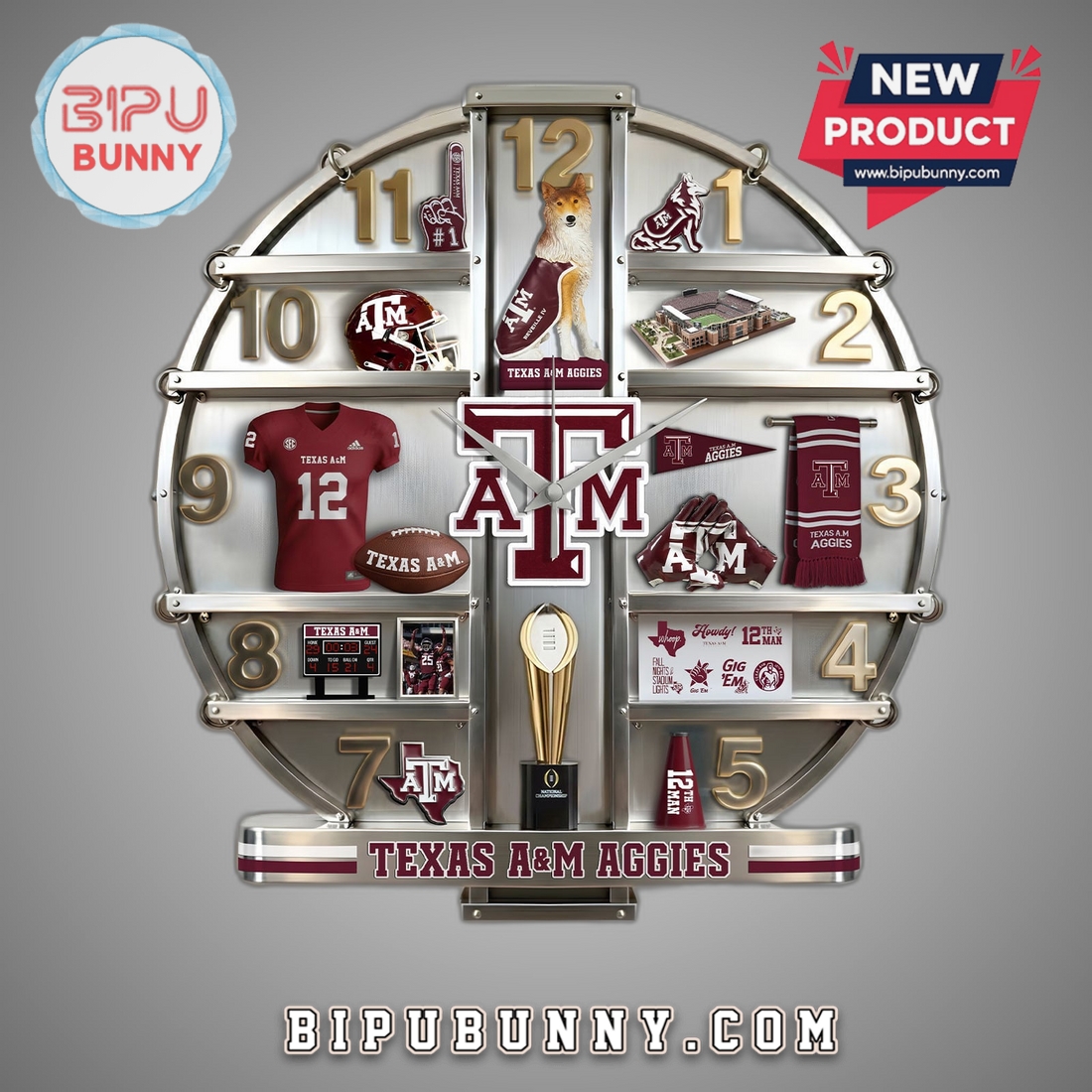 Texas A&M Aggies 3D Visual Effect Decorative Wall Clock Texas A&M Aggies 3D Visual Effect Decorative Wall Clock