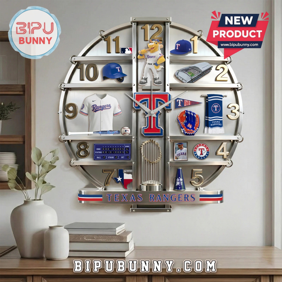 Texas Rangers 3D Visual Effect Home Decorative Wall Clock Texas Rangers 3D Visual Effect Home Decorative Wall Clock
