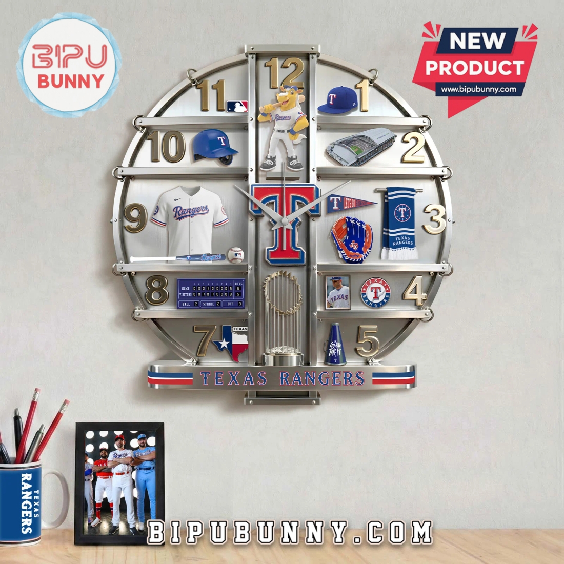 Texas Rangers 3D Visual Effect Home Decorative Wall Clock Texas Rangers 3D Visual Effect Home Decorative Wall Clock