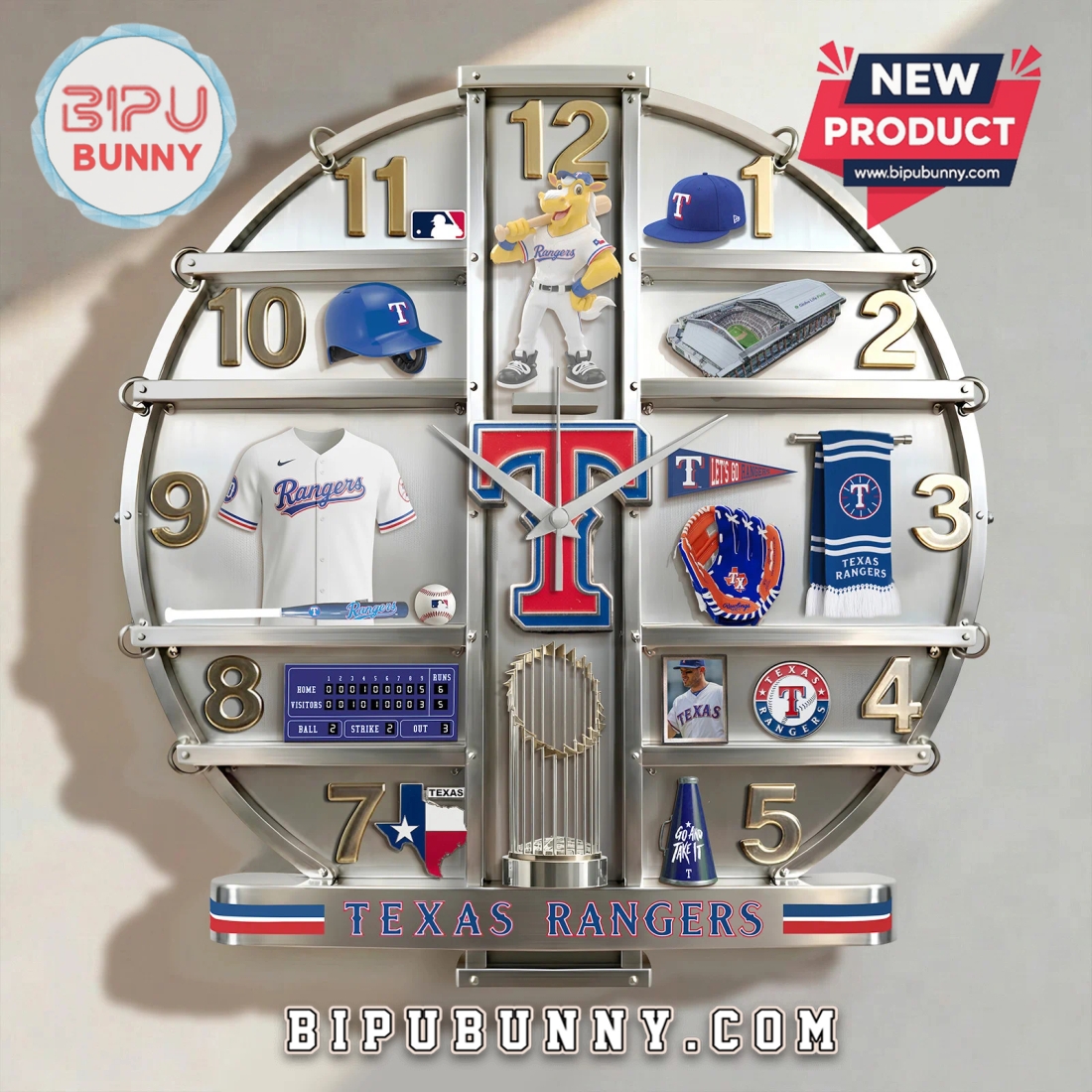 Texas Rangers 3D Visual Effect Home Decorative Wall Clock Texas Rangers 3D Visual Effect Home Decorative Wall Clock