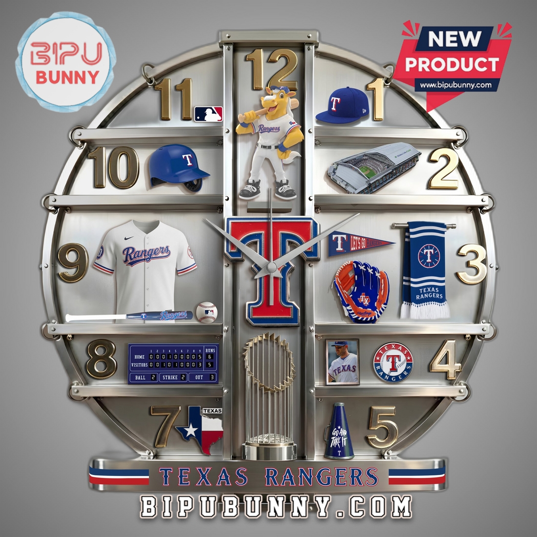 Texas Rangers 3D Visual Effect Home Decorative Wall Clock Texas Rangers 3D Visual Effect Home Decorative Wall Clock