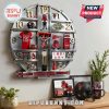 Texas Tech Red Raiders themed wall clock featuring jerseys, stadium, and logos on a silver frame.!