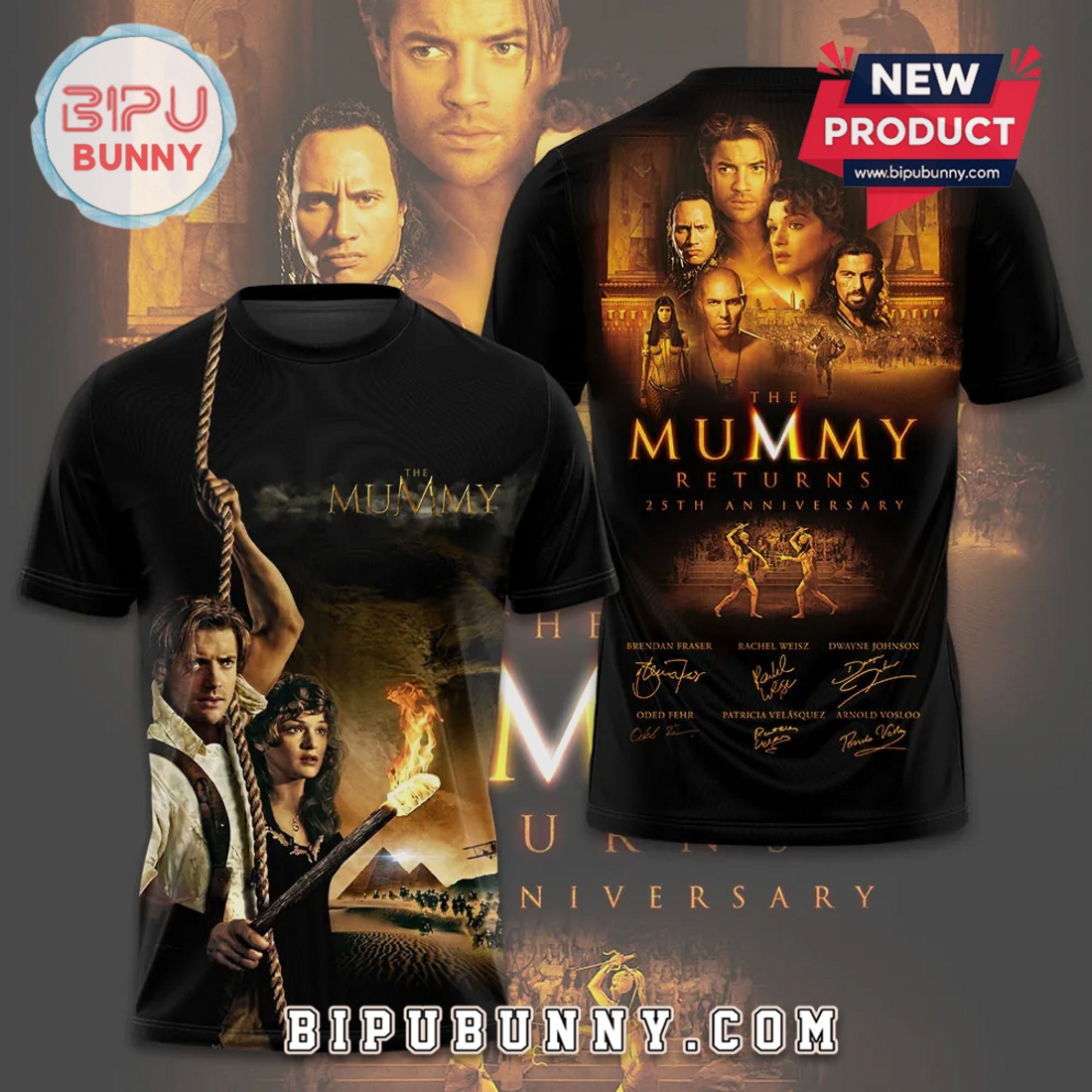 The Mummy Returns 25th Anniversary Cast 3D Graphic Premium T-Shirt The Mummy Returns 25th Anniversary Cast 3D Graphic Premium T-Shirt