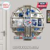 Toronto Blue Jays themed wall clock with baseball memorabilia inside the clock face, brand logo at top and bottom.!