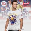 White t-shirt with the text 'Olympic Winter Games 2005 Men's Ice Hockey Tournament GOLD MEDAL' and USA hockey team images!