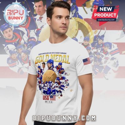 USA Hockey 2026 Olympic Winter Games Gold Medal Graphic Design T-Shirt