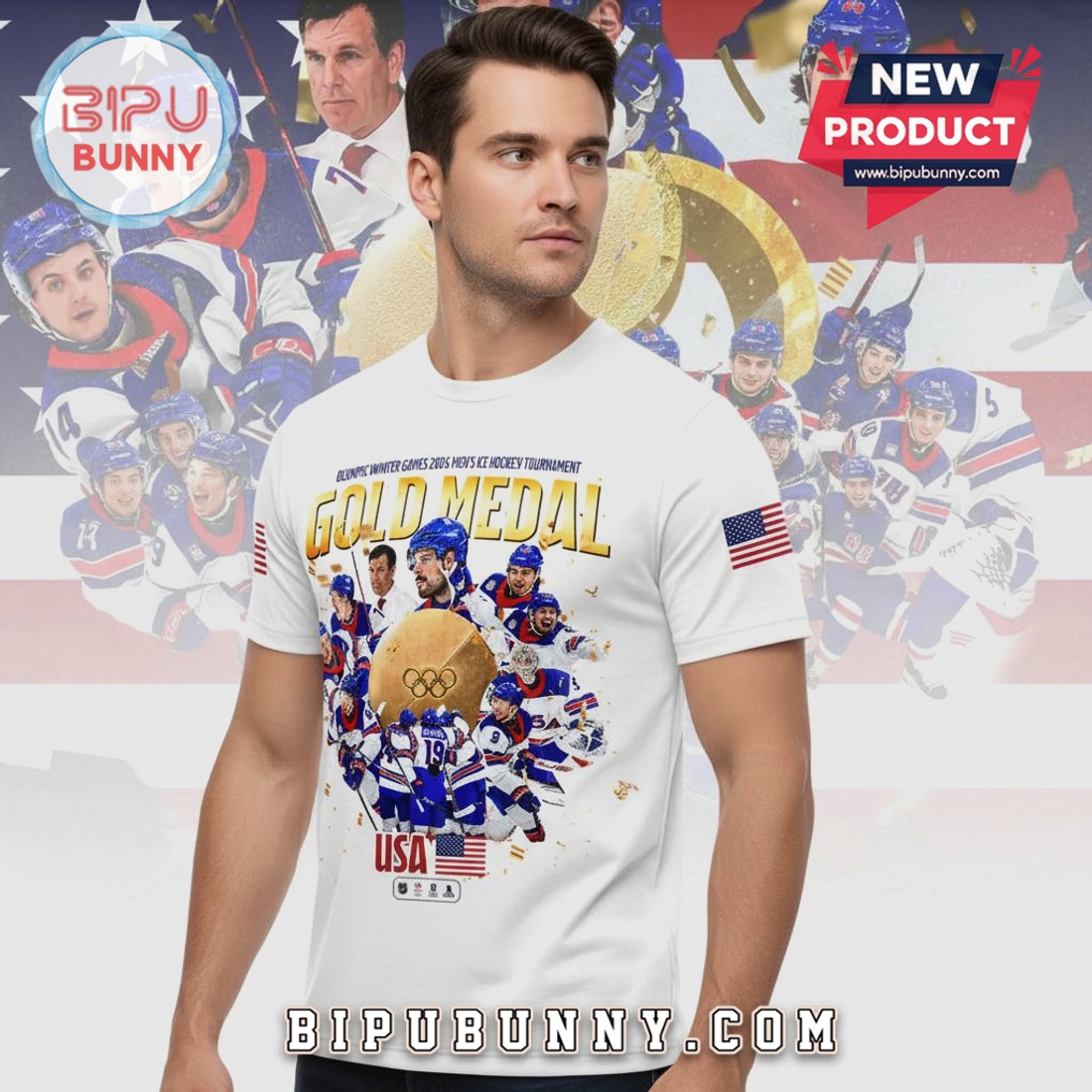 USA Hockey 2026 Olympic Winter Games Gold Medal Graphic Design T-Shirt USA Hockey 2026 Olympic Winter Games Gold Medal Graphic Design T-Shirt