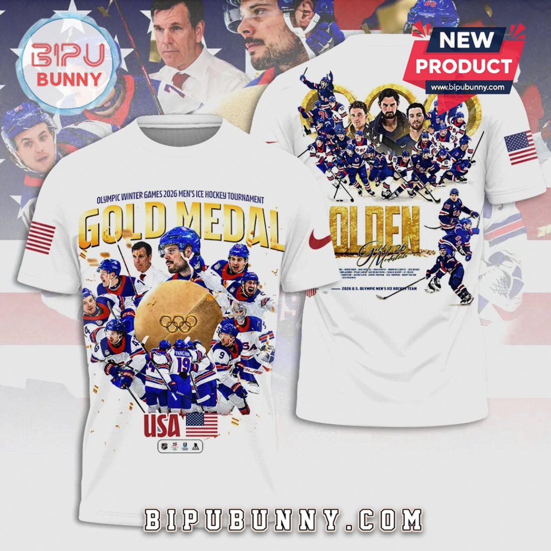USA Hockey 2026 Olympic Winter Games Gold Medal Graphic Design T-Shirt USA Hockey 2026 Olympic Winter Games Gold Medal Graphic Design T-Shirt