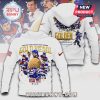 White hoodie with hockey players, 'Gold Medal' text, Olympic rings, and USA flag design.!