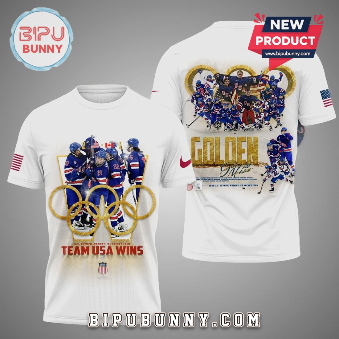 USA Hockey Golden Medals Olympic Team Graphic Print Shirt USA Hockey Golden Medals Olympic Team Graphic Print Shirt