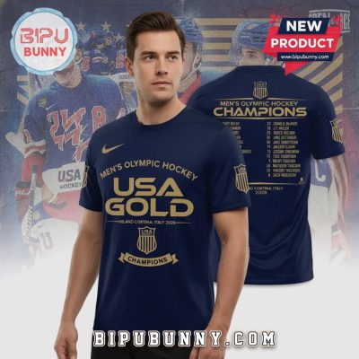 USA Hockey Olympic Champions 2026 Gold Medal Premium Graphic T-Shirt