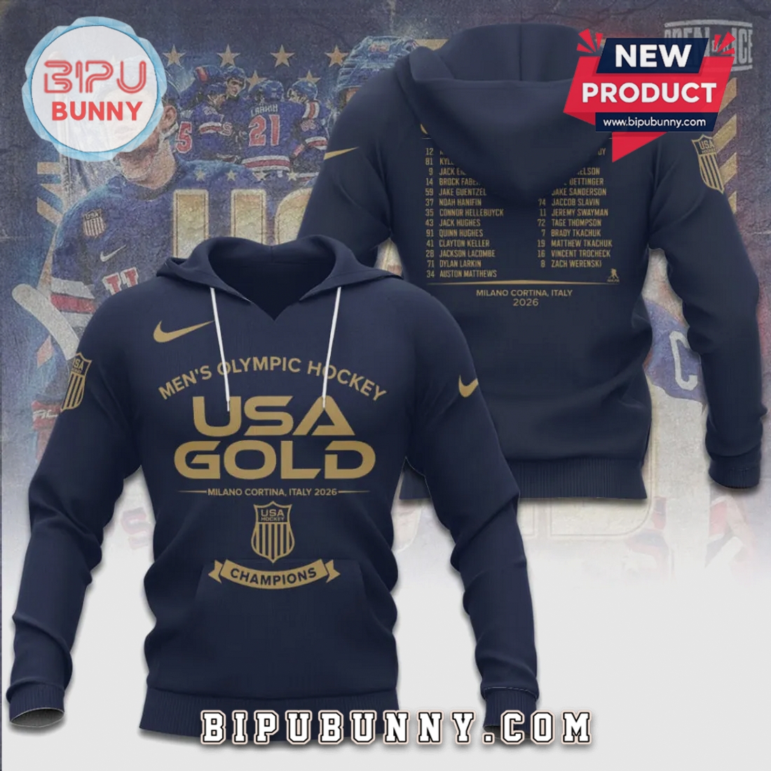 USA Hockey Olympic Champions 2026 Gold Medal Premium Graphic T-Shirt USA Hockey Olympic Champions 2026 Gold Medal Premium Graphic T-Shirt