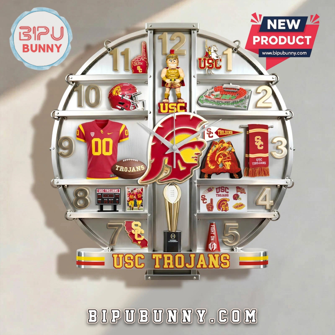 USC Trojans 3D Effect Home Decor Acrylic Wall Clock USC Trojans 3D Effect Home Decor Acrylic Wall Clock