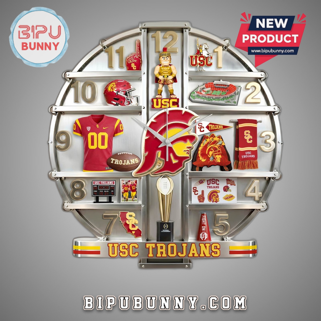 USC Trojans 3D Effect Home Decor Acrylic Wall Clock USC Trojans 3D Effect Home Decor Acrylic Wall Clock