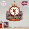 USC Trojans wall clock featuring a stadium scene, logo, and Tommy Trojan mascot.!