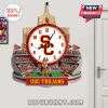 USC Trojans stadium shaped clock with logo, Tommy Trojan mascot, and crowd.!