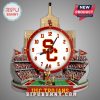 USC Trojans stadium desk clock featuring Tommy Trojan, cardinal and gold colors, and a football field!