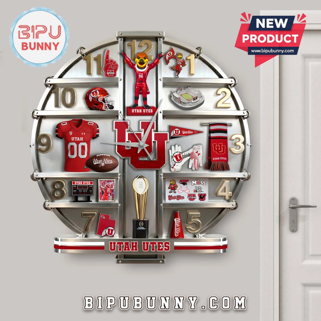 Utah Utes 3D Visual Effect Home Decor Acrylic Wall Clock Utah Utes 3D Visual Effect Home Decor Acrylic Wall Clock