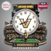 Vanderbilt Commodores stadium-themed wall clock with logo, mascot, and 'Anchor Down' message.!