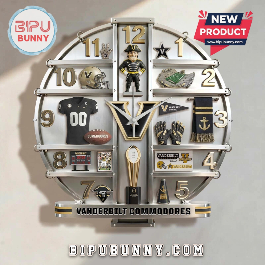 Vanderbilt Commodores 3D Visual Effect Home Decor Acrylic Wall Clock Vanderbilt Commodores 3D Visual Effect Home Decor Acrylic Wall Clock