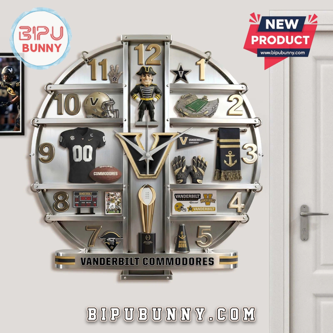 Vanderbilt Commodores 3D Visual Effect Home Decor Acrylic Wall Clock Vanderbilt Commodores 3D Visual Effect Home Decor Acrylic Wall Clock
