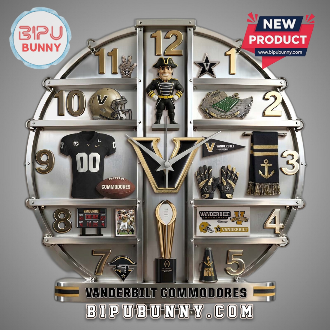 Vanderbilt Commodores 3D Visual Effect Home Decor Acrylic Wall Clock Vanderbilt Commodores 3D Visual Effect Home Decor Acrylic Wall Clock