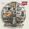 Vegas Golden Knights themed wall clock featuring team merchandise and logo.!