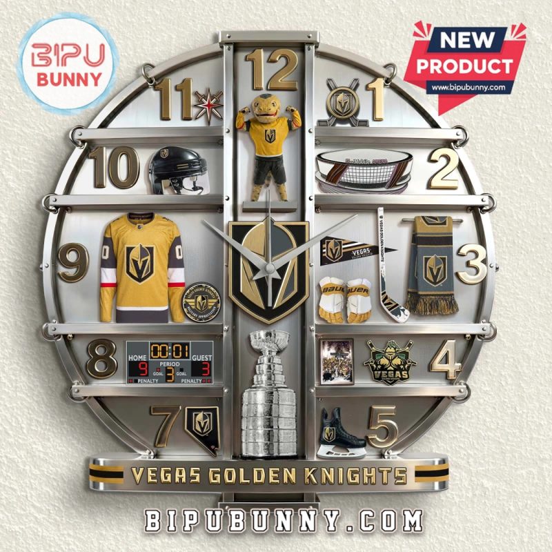 Vegas Golden Knights 3D Visual Effect Wall Decor Clock Vegas Golden Knights 3D Visual Effect Wall Decor Clock