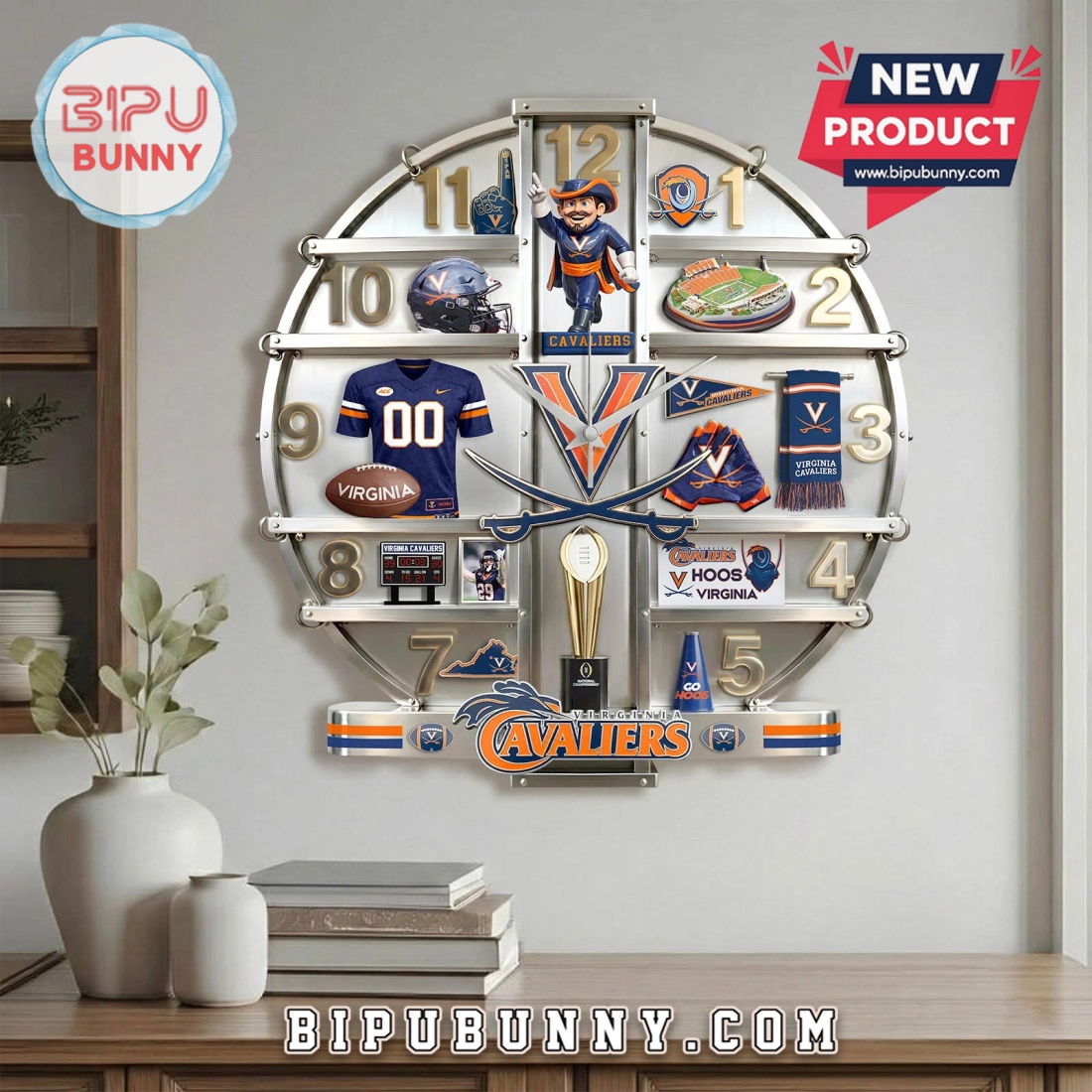 Virginia Cavaliers 3D Effect Home Decor Acrylic Wall Clock Virginia Cavaliers 3D Effect Home Decor Acrylic Wall Clock