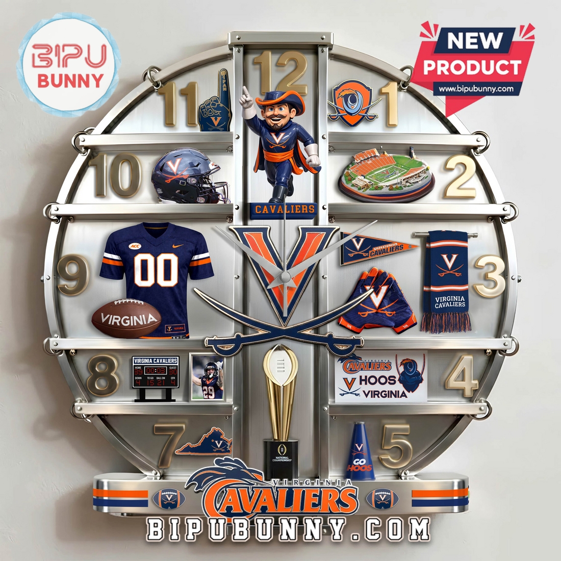 Virginia Cavaliers 3D Effect Home Decor Acrylic Wall Clock Virginia Cavaliers 3D Effect Home Decor Acrylic Wall Clock
