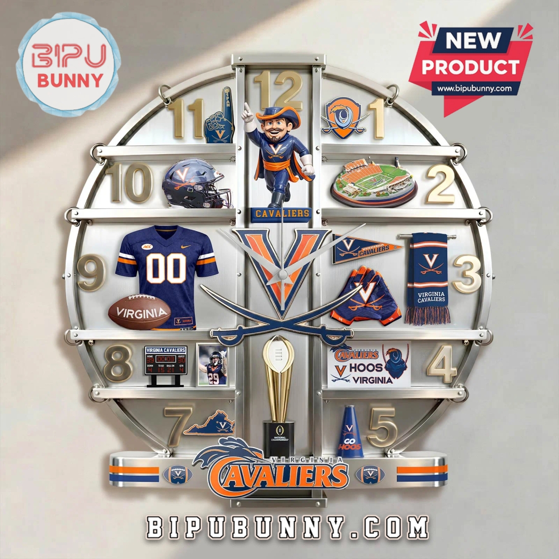 Virginia Cavaliers 3D Effect Home Decor Acrylic Wall Clock Virginia Cavaliers 3D Effect Home Decor Acrylic Wall Clock