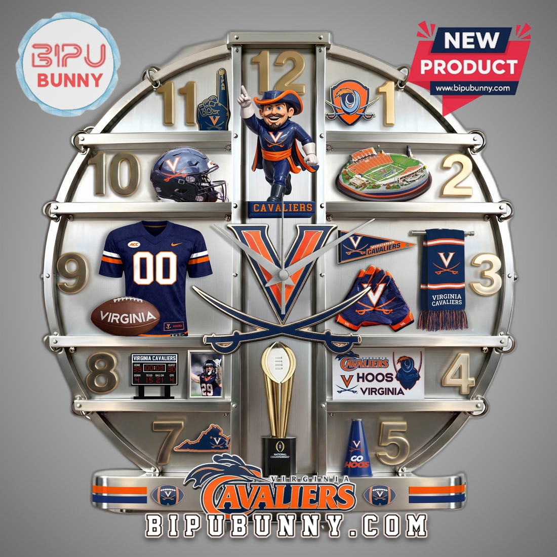 Virginia Cavaliers 3D Effect Home Decor Acrylic Wall Clock Virginia Cavaliers 3D Effect Home Decor Acrylic Wall Clock