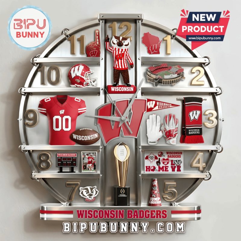 Wisconsin Badgers 3D Visual Effect Home Decor Wall Clock