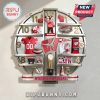 Wisconsin Badgers themed wall clock with jersey, football, mascot, and stadium images around the clock face.!