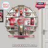 Wisconsin Badgers themed wall clock featuring team merchandise and logos as hour markers.!