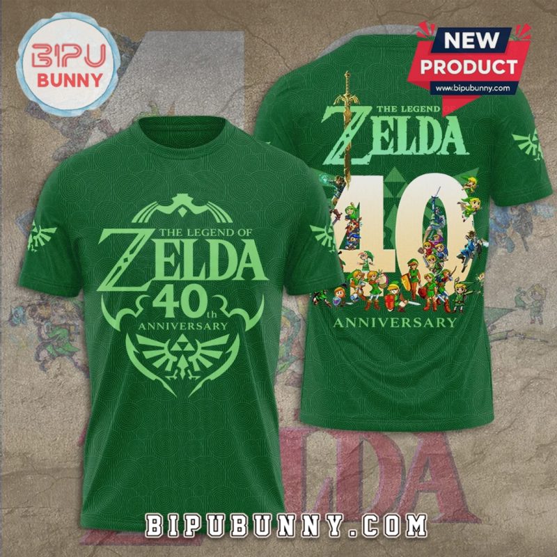 Zelda 40th Anniversary Graphic Premium Pattern Print T-Shirt Zelda 40th Anniversary Graphic Premium Pattern Print T-Shirt