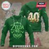Green hoodie with The Legend of Zelda 40th Anniversary design on front and back.!