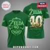 Green tee features Zelda 40th Anniversary design on front and back with Zelda characters!