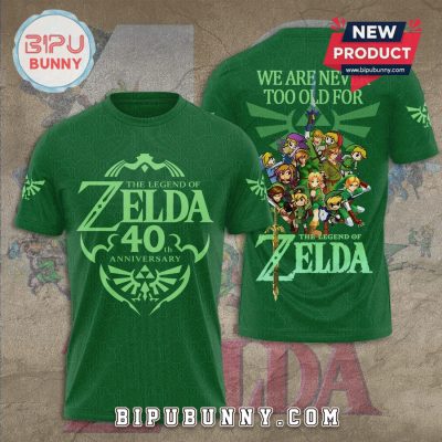 Zelda 40th Anniversary Green Graphic Gaming T-Shirt