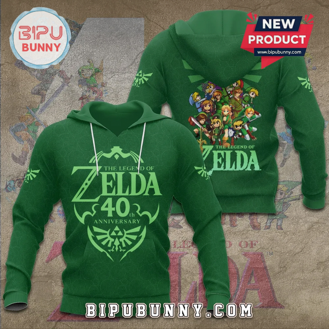 Zelda 40th Anniversary Green Graphic Gaming T-Shirt Zelda 40th Anniversary Green Graphic Gaming T-Shirt