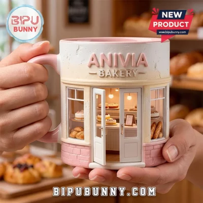3D Miniature Bakery Storefront Pastel Novelty Ceramic Coffee Mug