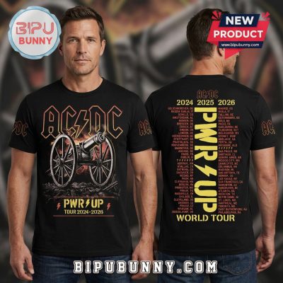 AC DC PWR UP Tour 2024-2026 Band Cannon Graphic Black T-Shirt