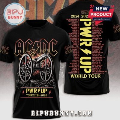 AC DC PWR UP Tour 2024-2026 Band Cannon Graphic Black T-Shirt